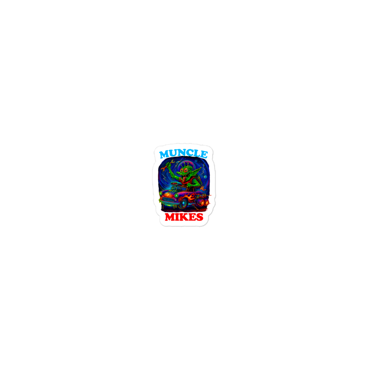 Muncle Mikes Hot Rod and Rat Rod Shirt Mayhem! Monster Rods! (019) Die-Cut Sticker product mockup
