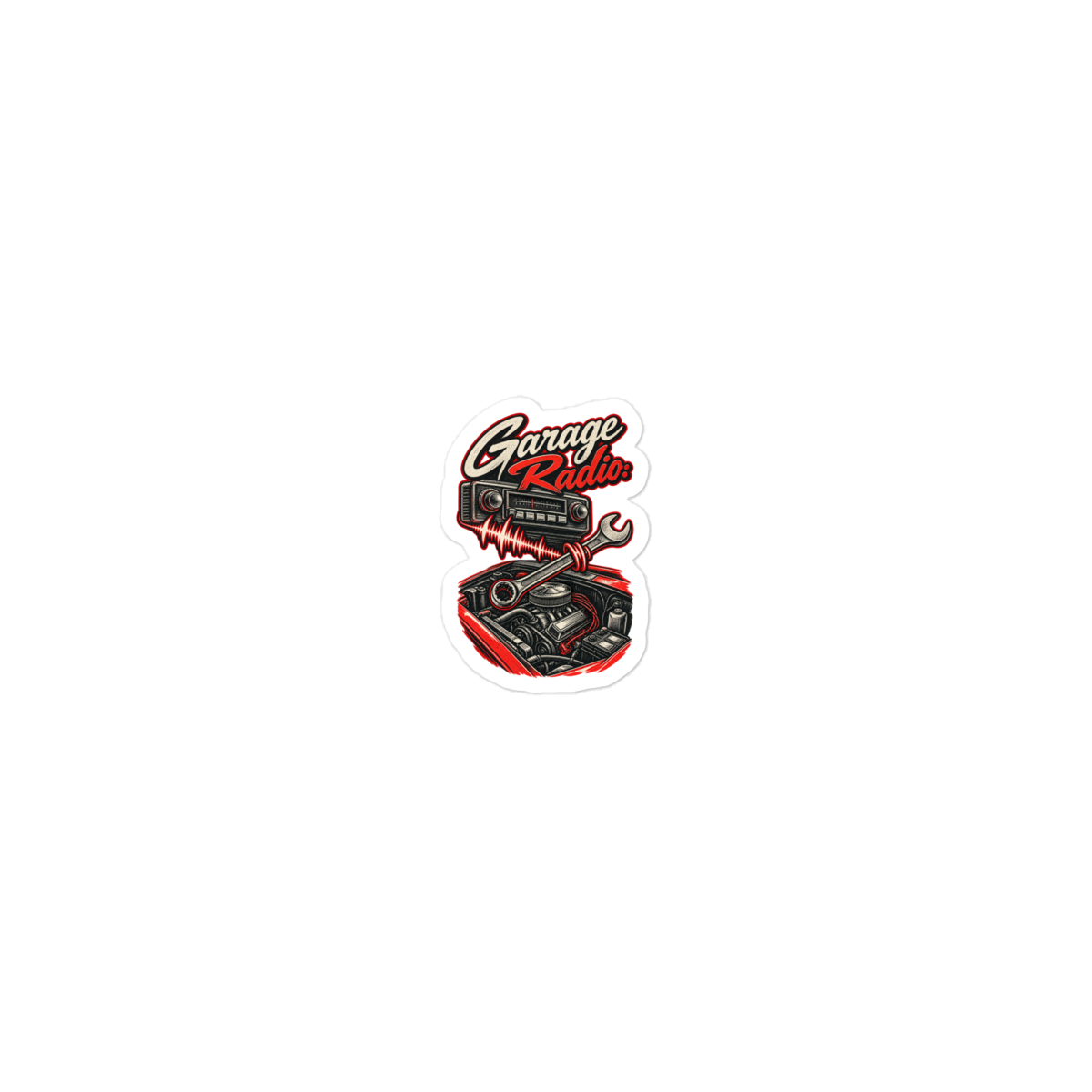 Turn Up the Garage Radio Die-Cut Sticker product mockup