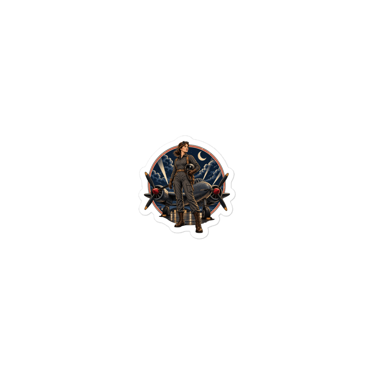 Vintage Aviation Pin-Up Edition 04 Die-Cut Sticker — 2 × 2, front view