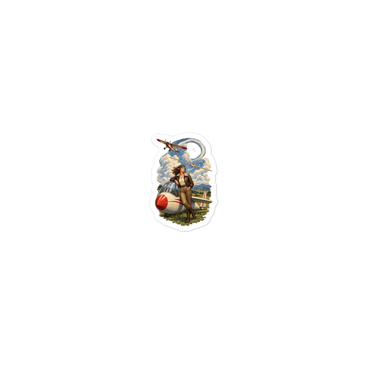 Vintage Aviation Pin-Up Edition 36 Die-Cut Sticker — 2 × 2, front view
