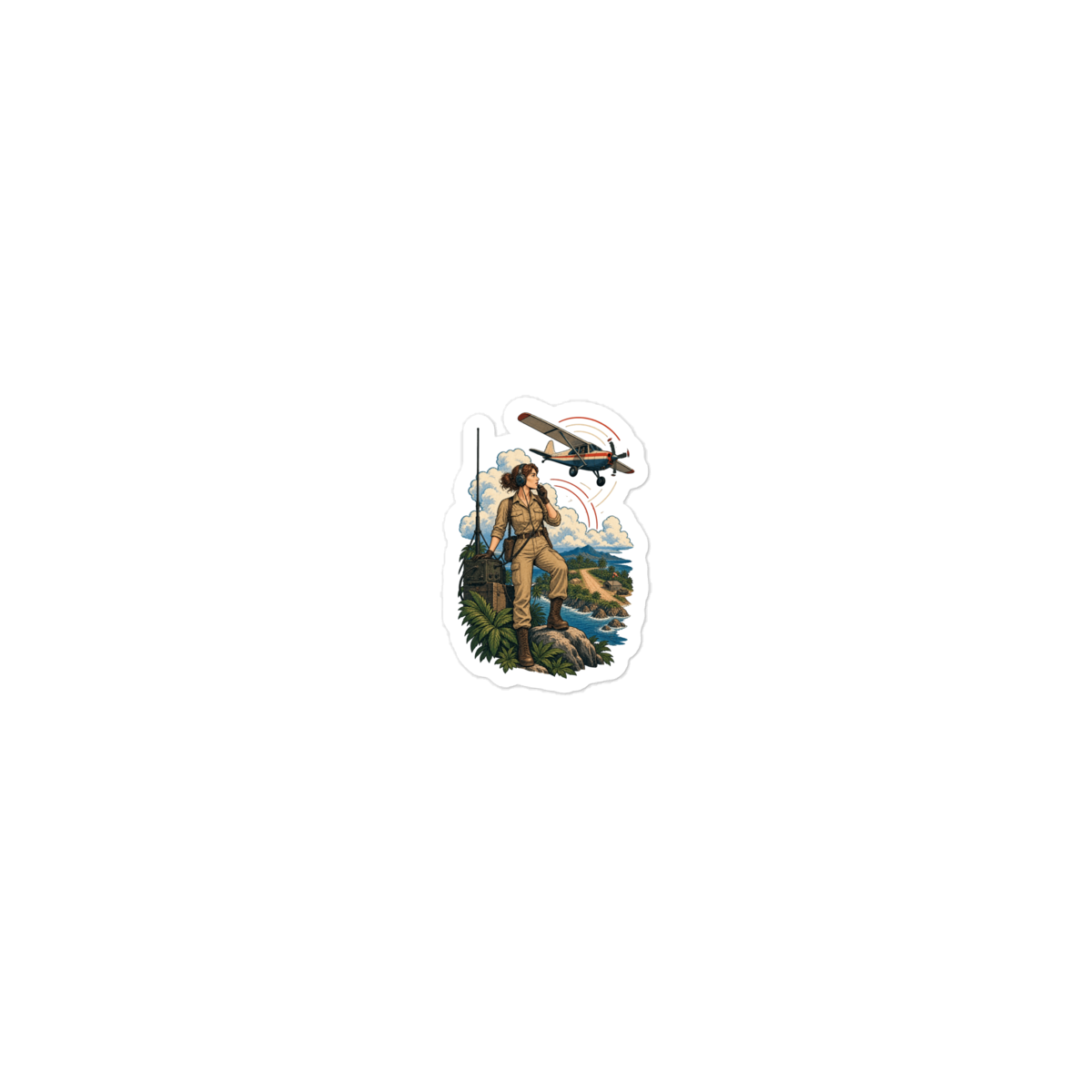 Vintage Aviation Pin-Up T-Shirt – Edition 29 Die-Cut Sticker product mockup
