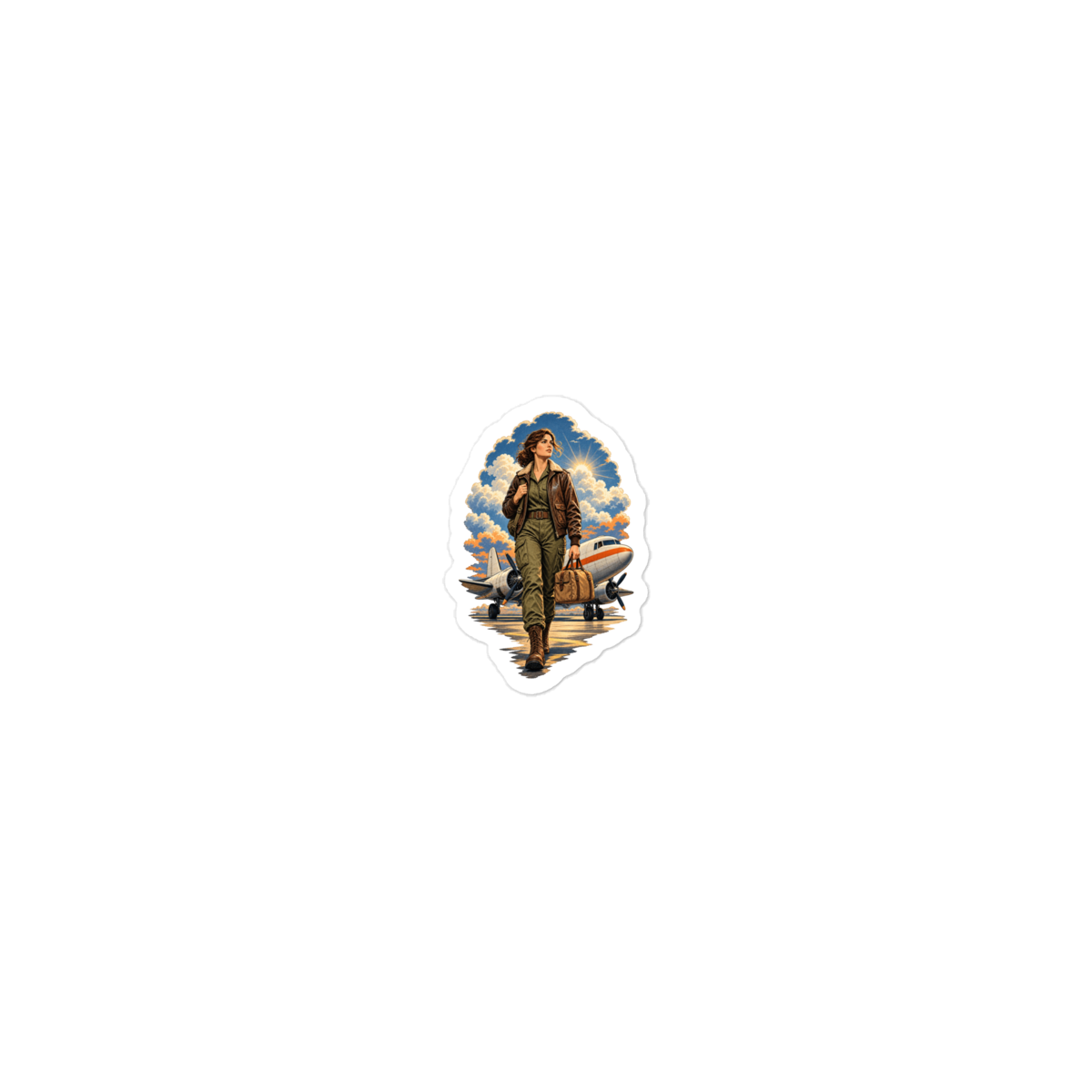 Vintage Aviation Pin-Up T-Shirt – Edition 33 Die-Cut Sticker product mockup