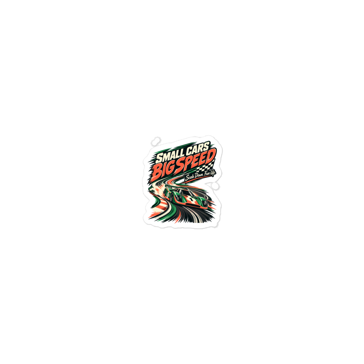 Small Cars Big Speed Die-Cut Sticker product mockup