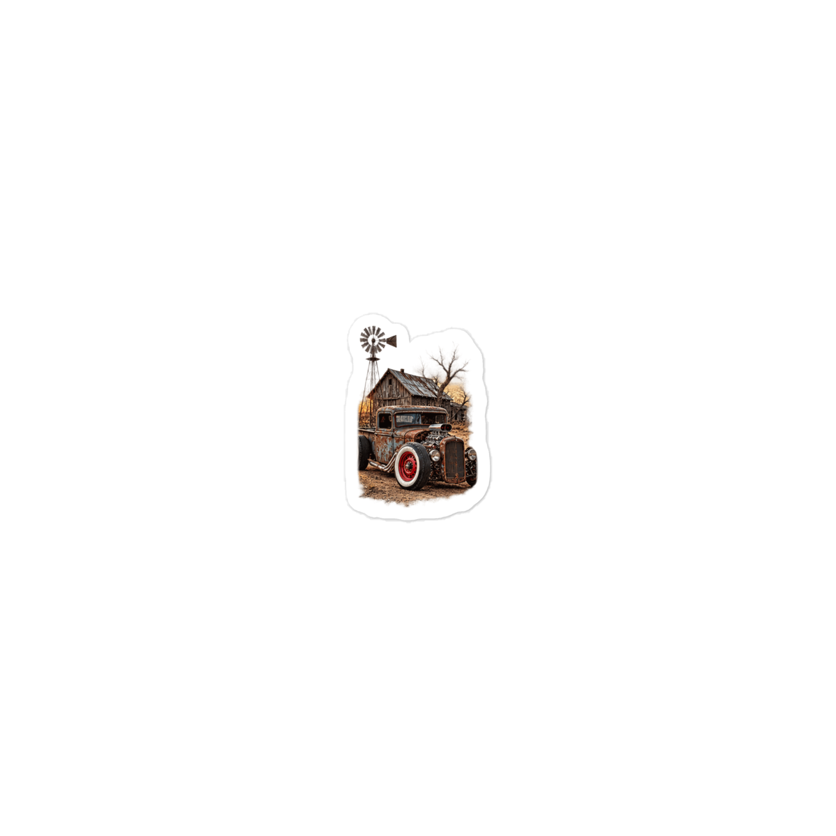 Rust and Thunder Rat Rod Pickup Die-Cut Sticker product mockup