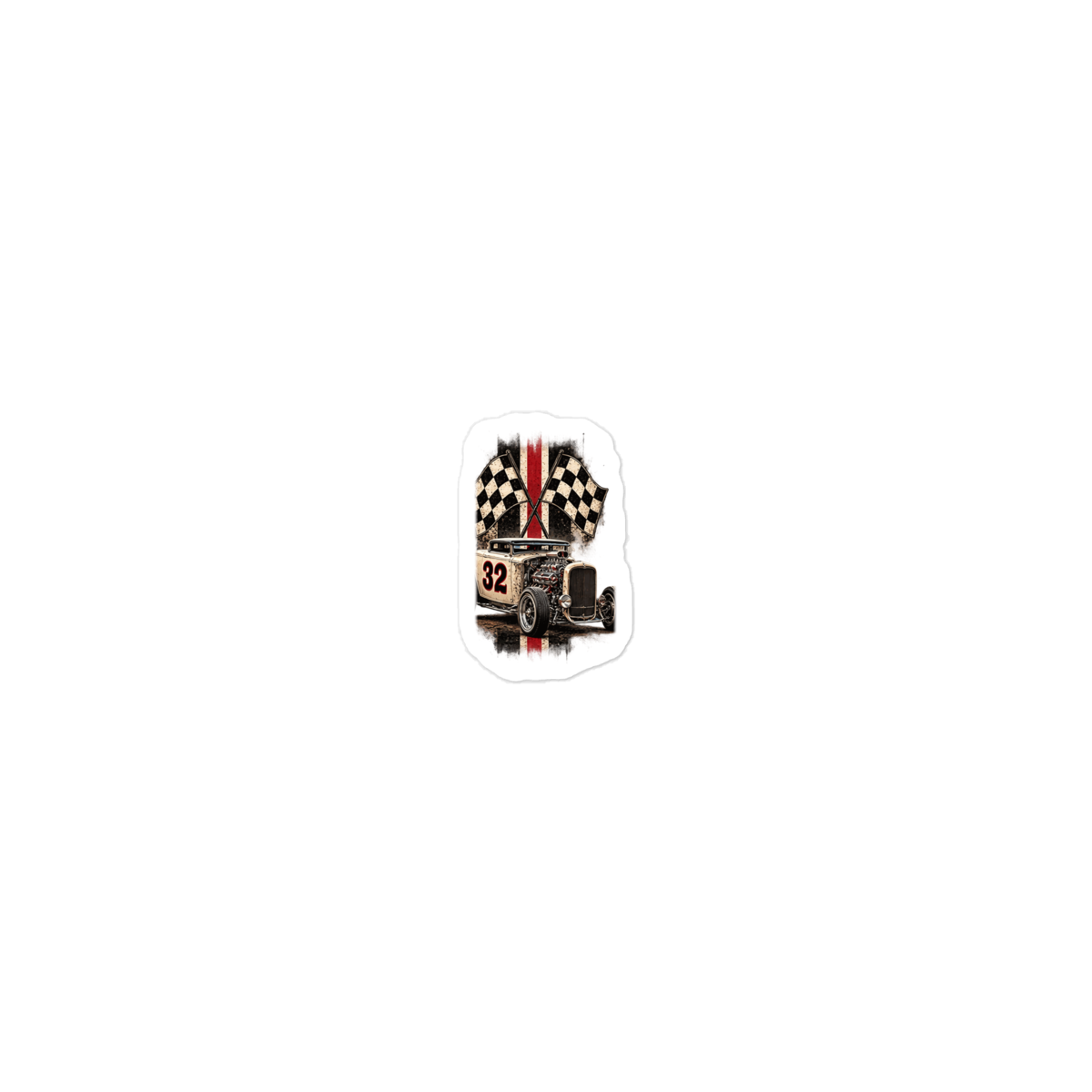 Number 32 Checkered Roadster Die-Cut Sticker product mockup