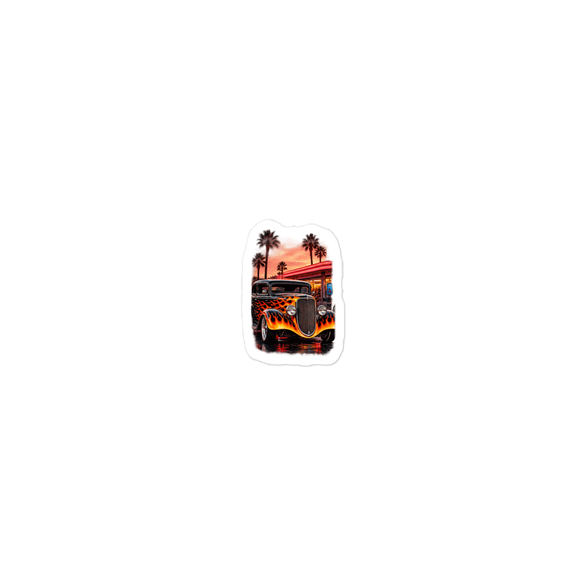 Neon Diner Flame Coupe Die-Cut Sticker product mockup