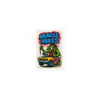 Monster Mugs 008 Hot Rod Coffee Mug — Muncle Mikes Die-Cut Sticker product mockup 2