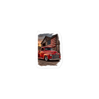 Barn Flag Red Hot Rod Pickup Die-Cut Sticker product mockup 2