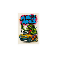 Monster Mugs 008 Hot Rod Coffee Mug — Muncle Mikes Die-Cut Sticker product mockup 3