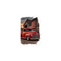 Barn Flag Red Hot Rod Pickup Die-Cut Sticker product mockup 3
