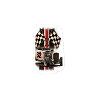 Number 32 Checkered Roadster Die-Cut Sticker product mockup 3