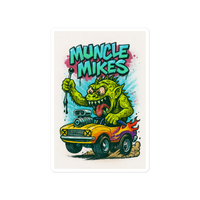 Monster Mugs 007 Hot Rod Coffee Mug — Muncle Mikes Die-Cut Sticker product mockup 4