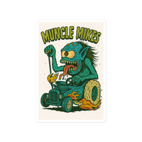 Monster Mugs 003 Hot Rod Coffee Mug — Muncle Mikes Die-Cut Sticker product mockup 4