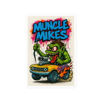 Monster Mugs 008 Hot Rod Coffee Mug — Muncle Mikes Die-Cut Sticker product mockup 4