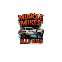 Muncle Mikes Hot Rod and Rat Rod Shirt Mayhem! BADMAN Wagon Die-Cut Sticker product mockup 4