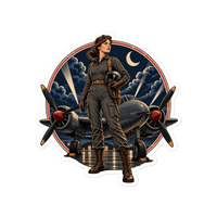 Vintage Aviation Pin-Up Edition 04 Die-Cut Sticker — 5 × 5, front view