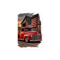 Barn Flag Red Hot Rod Pickup Die-Cut Sticker product mockup 4