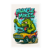 Monster Mugs 007 Hot Rod Coffee Mug — Muncle Mikes Die-Cut Sticker product mockup 5
