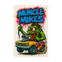Monster Mugs 008 Hot Rod Coffee Mug — Muncle Mikes Die-Cut Sticker product mockup 5