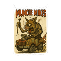 Monster Mugs 010 Hot Rod Coffee Mug — Muncle Mikes Die-Cut Sticker product mockup 5