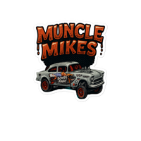 Muncle Mikes Hot Rod and Rat Rod Shirt Mayhem! Bombs Away Gasser Die-Cut Sticker product mockup 5
