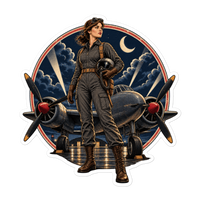 Vintage Aviation Pin-Up Edition 04 Die-Cut Sticker — 6 × 6, front view