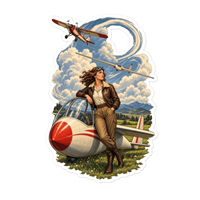 Vintage Aviation Pin-Up Edition 36 Die-Cut Sticker — 6 × 6, front view