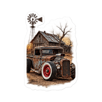Rust and Thunder Rat Rod Pickup Die-Cut Sticker product mockup 5