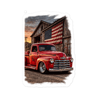 Barn Flag Red Hot Rod Pickup Die-Cut Sticker product mockup 5