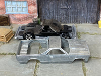 1980 Chevy El Camino DIY Hot Wheels kit disassembled with bare-metal body and components