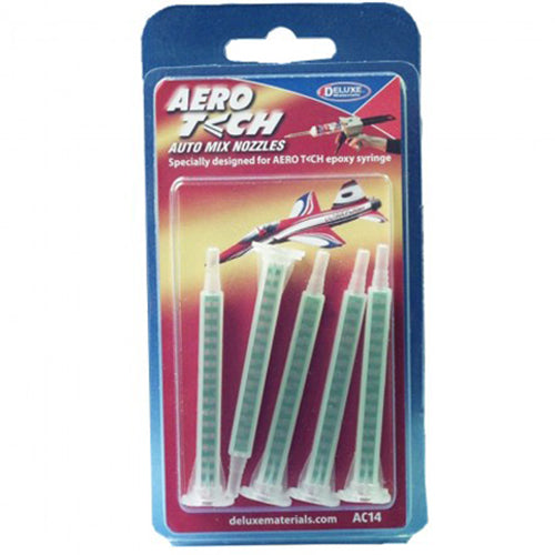 Deluxe Materials AC14 Aero Tech auto-mix nozzles, five-pack in retail packaging