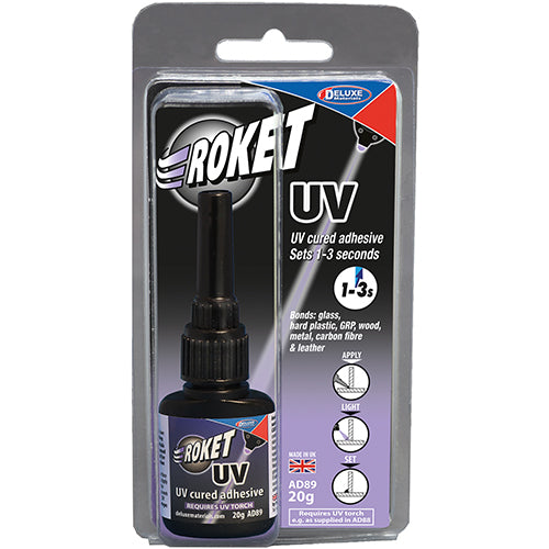 Deluxe Materials AD89 Roket UV 20 g adhesive in retail packaging