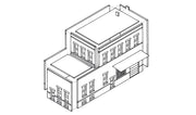 DPM 10300 Cutting's Scissor Co. HO scale building kit, assembly illustration.