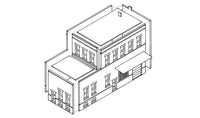 DPM 10300 Cutting's Scissor Co. HO scale building kit, assembly illustration.