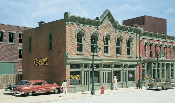 DPM 10800 Goodfellows Hall HO scale building kit, assembled and painted example; vehicles, figures, street details and neighboring buildings not included.