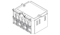 DPM 10800 Goodfellows Hall HO scale building kit, assembly illustration.