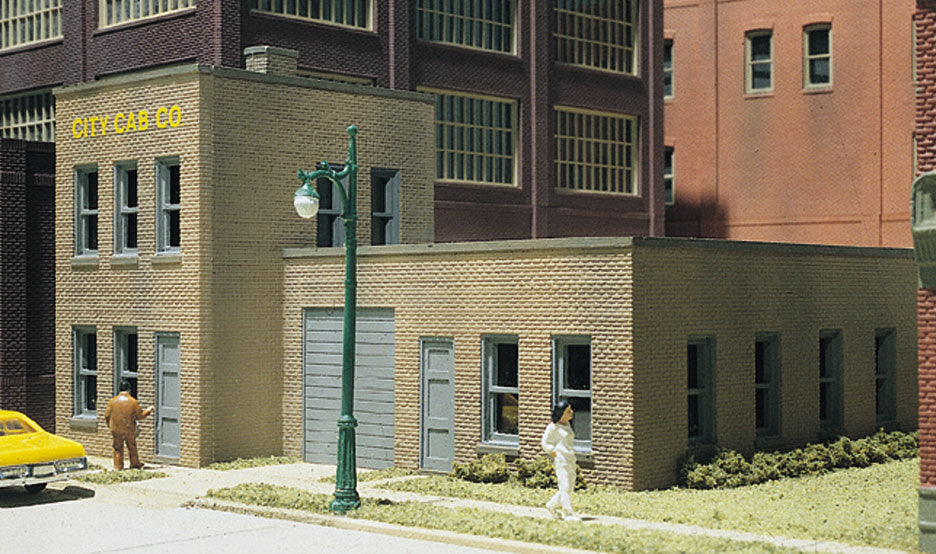 DPM 11200 City Cab Co. HO scale kit, assembled and painted example; surrounding buildings, vehicle, figures and scenery not included.