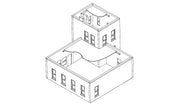 DPM 11200 City Cab Co. HO scale building kit assembly illustration.
