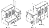 DPM 35600 The Powerhouse HO scale kit, manufacturer assembly illustrations showing both sides