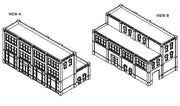 DPM 36300 Victorian Style Storefront HO scale kit, manufacturer illustration of an optional long building configuration