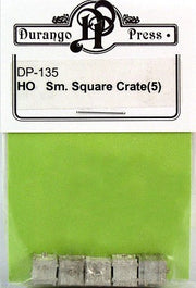 Durango Press HO Scale Small Square Crates, five white-metal castings