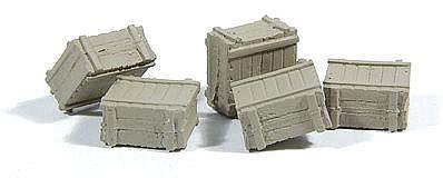 Durango Press HO Scale Medium Crates, five white-metal castings