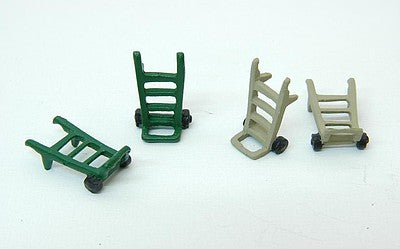 Durango Press HO Scale two-wheel hand carts, four white-metal castings