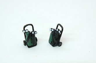 Durango Press HO Scale welding tank carts with tanks, two white-metal castings