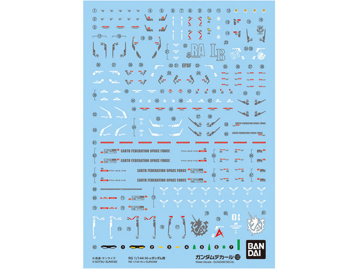 Bandai Gundam Decal No. 132 waterslide sheet for the RG 1/144 Hi-Nu Gundam