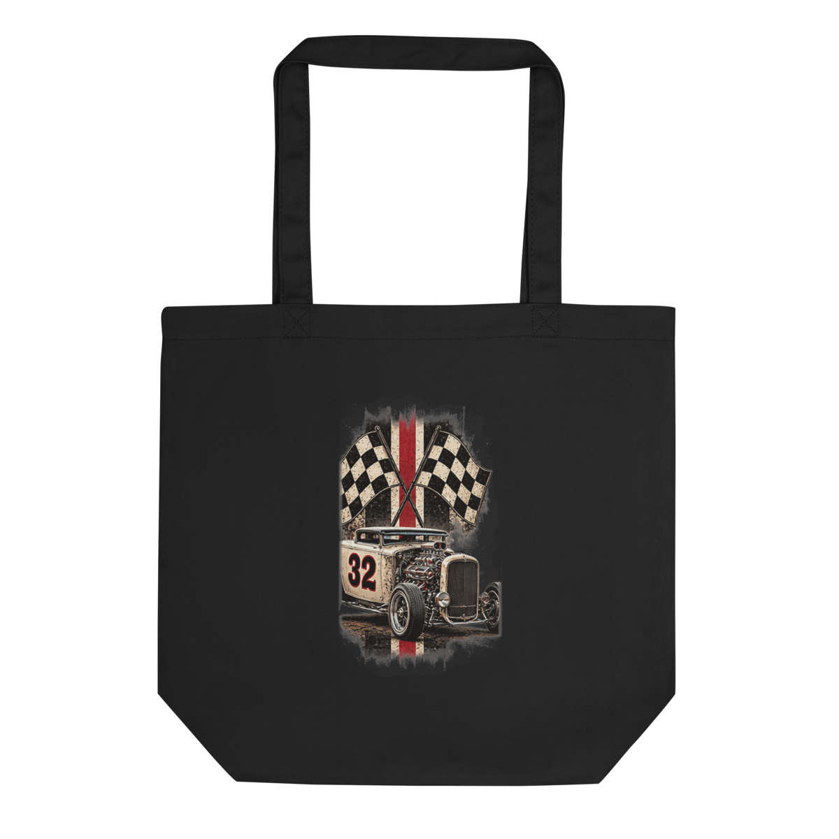 Number 32 Checkered Roadster Eco Tote Bag product mockup