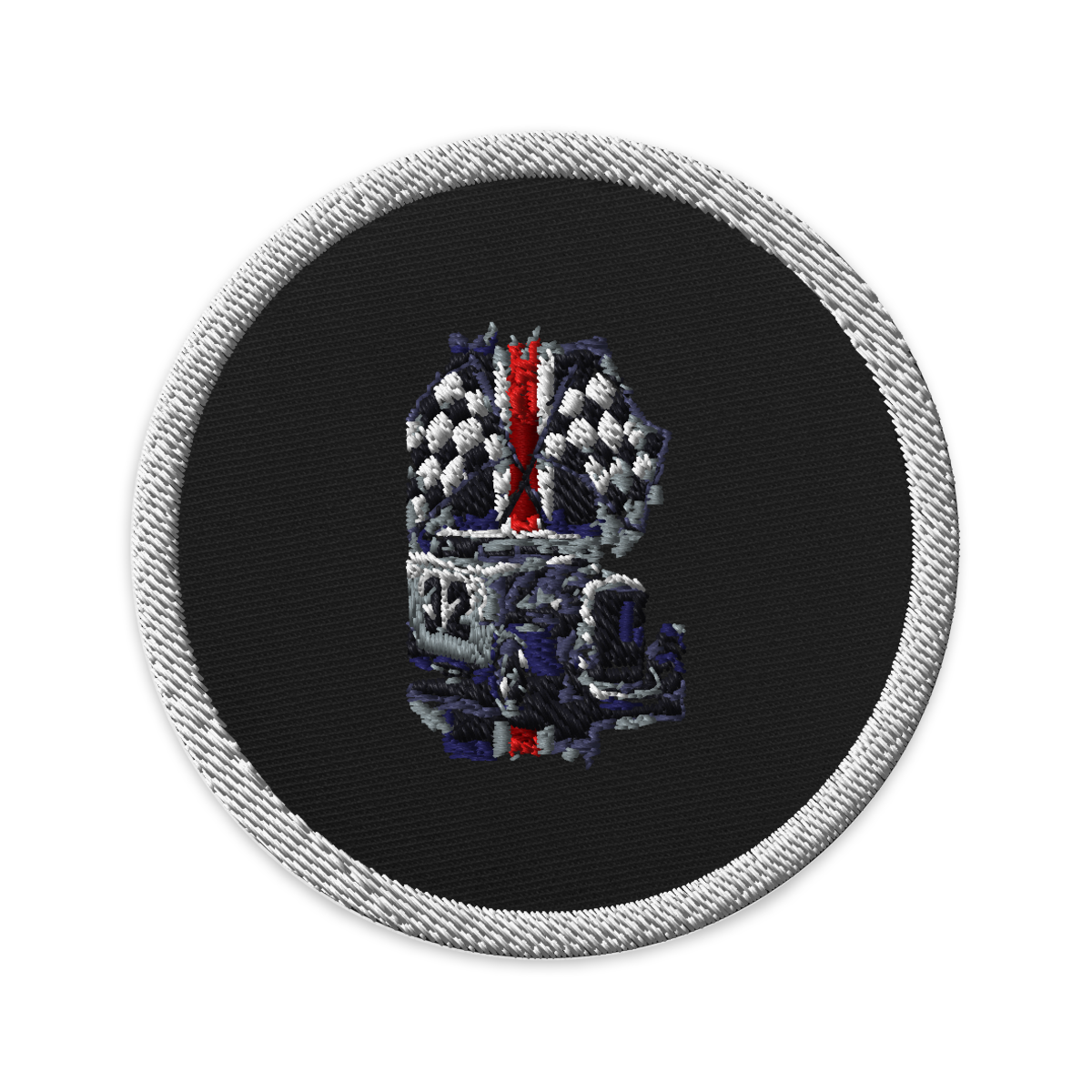 Number 32 Checkered Roadster Embroidered Patch product mockup 4