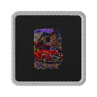 Barn Flag Red Hot Rod Pickup Embroidered Patch product mockup 3