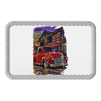 Barn Flag Red Hot Rod Pickup Embroidered Patch product mockup 5