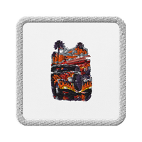 Neon Diner Flame Coupe Embroidered Patch product mockup 7